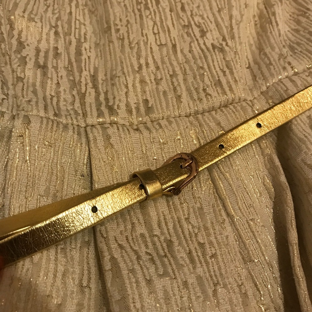 H&M Classy Gold Strapless Cocktail Dress with Belt & Pockets - Size 4 - Picture 7 of 9